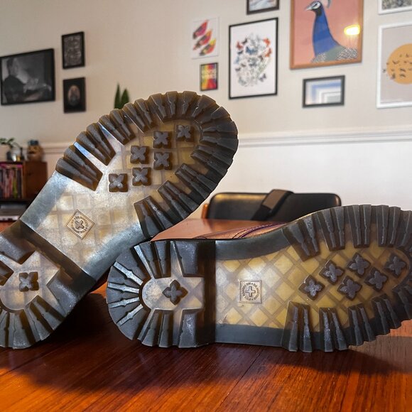 Dr Martens Luana AW004 Cherry Red Leather Lace-Up Combat Boots - Picture 6 of 8